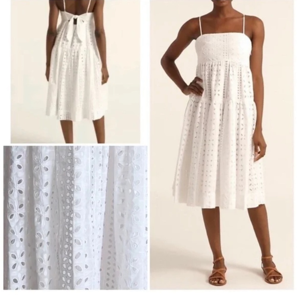 J. Crew Tie-back tiered dress in eyelet size 6